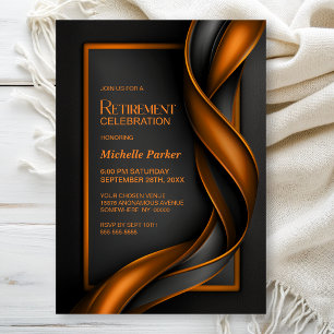 Modern Black and Orange Retirement Party Invitation