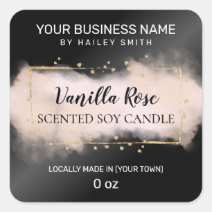 Modern Black And Pink Scented Soy Candle Square Sticker