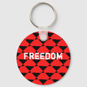 Modern Black and Red Abstract Pattern Key Ring