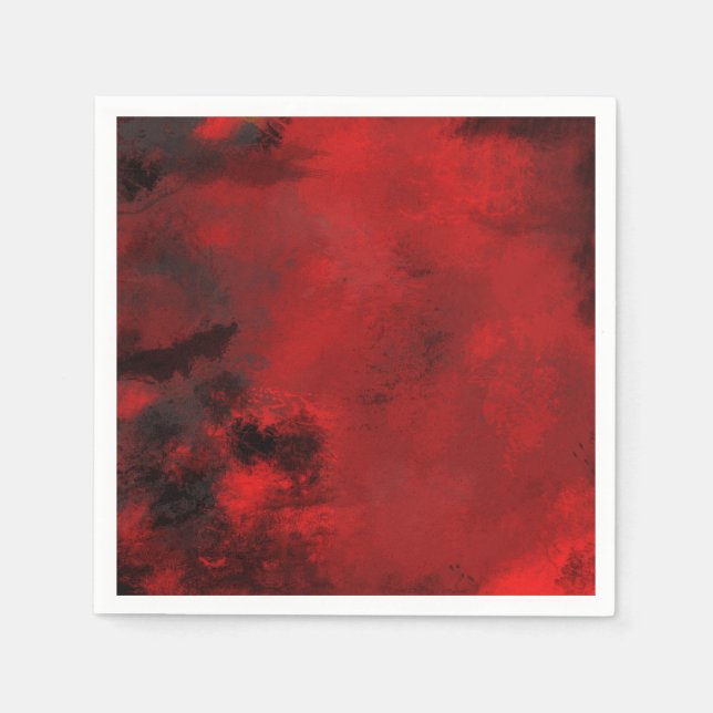 Modern Black and Red Artistic Abstract Napkin (Front)
