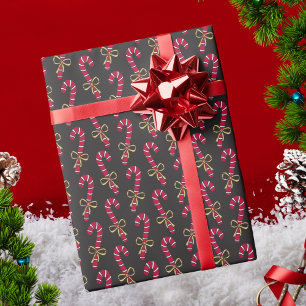Modern Black and Red Classic Candy Cane Pattern Wrapping Paper