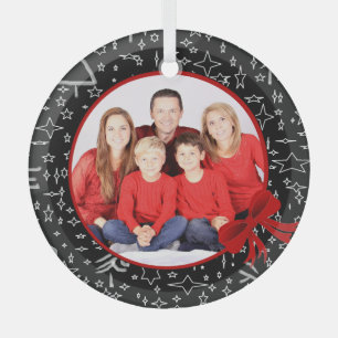 Modern Black and Red Custom Photo Glass Tree Decoration