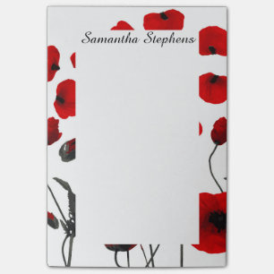 Modern Black and Red Flowers and Petals Post-it Notes