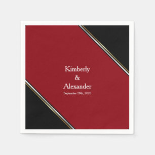 Modern Black and Red Wedding Napkin
