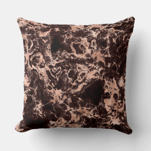 Modern Black and Rose Gold Marble Pattern Cushion