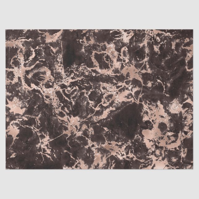 Modern Black and Rose Gold Marble Pattern Tissue Paper (Front)