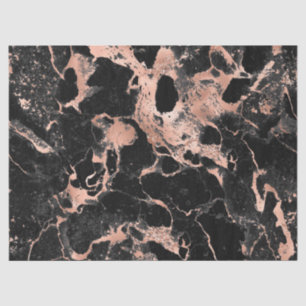 Modern Black and Rose Gold Marble Pattern Tissue Paper