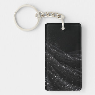 Modern Black and Silver Glam Aesthetic Keychain