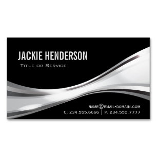 Modern Black and Silver Professional Stylish Magnetic Business Card