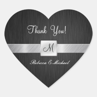 Modern Black and Silver Thank you sticker