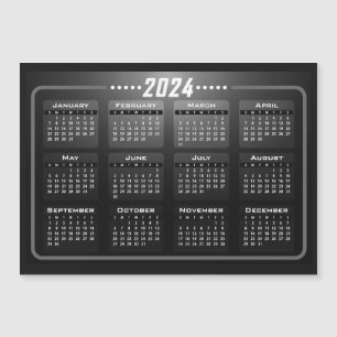 Modern Black and White 2024 Calendar Magnet