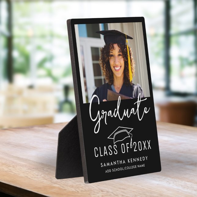 Modern Black and White 2025 Graduation Photo  Plaque (Modern Black and White 2025 Graduation Photo Plaque)