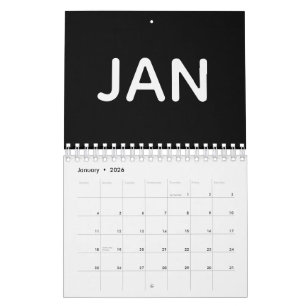 Modern Black and White 2026 Calendar