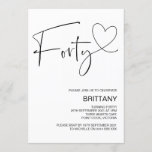 Modern Black and White 40th Birthday Party Invitation<br><div class="desc">How exciting,  you're celebrating your 40th Birthday! Invite your family and friends to celebrate your 40th birthday with this cute invitation,  featuring a hand drawn heart and fun quirky font.
Fully customizable with your party details. You can find the matching party decor in my shop.</div>