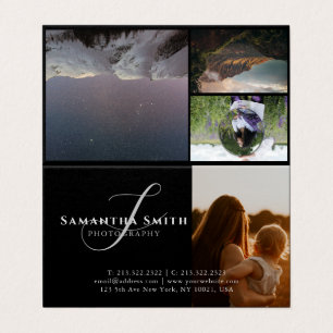 Modern Black and White 4 Photos Photography Folded Business Card