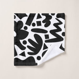 Modern Black and White Abstract Art Shapes Wash Cloth