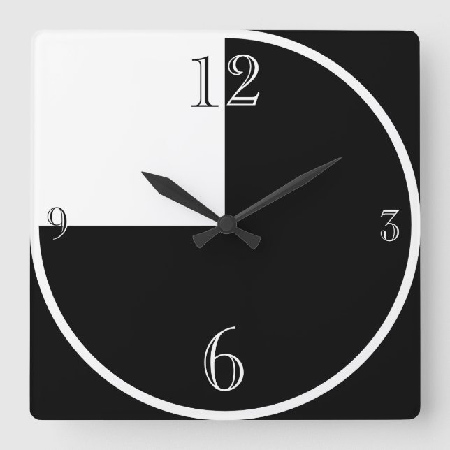 Modern Black and White abstract Large Clock (Front)
