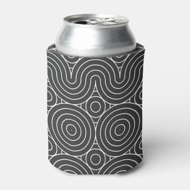 Modern Black and White Abstract Pattern Design Can Cooler (Can Front)