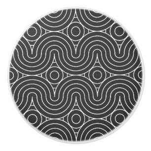 Modern Black and White Abstract Pattern Design Ceramic Knob