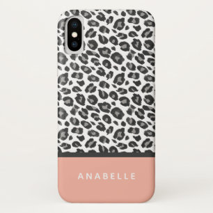 Modern black and white animal leopard print iPhone x case