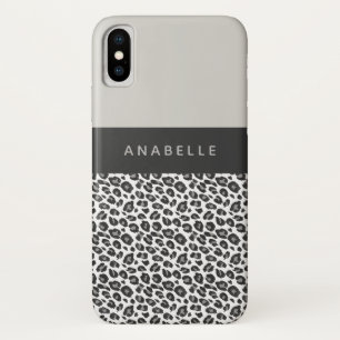 Modern black and white animal leopard print iPhone x case