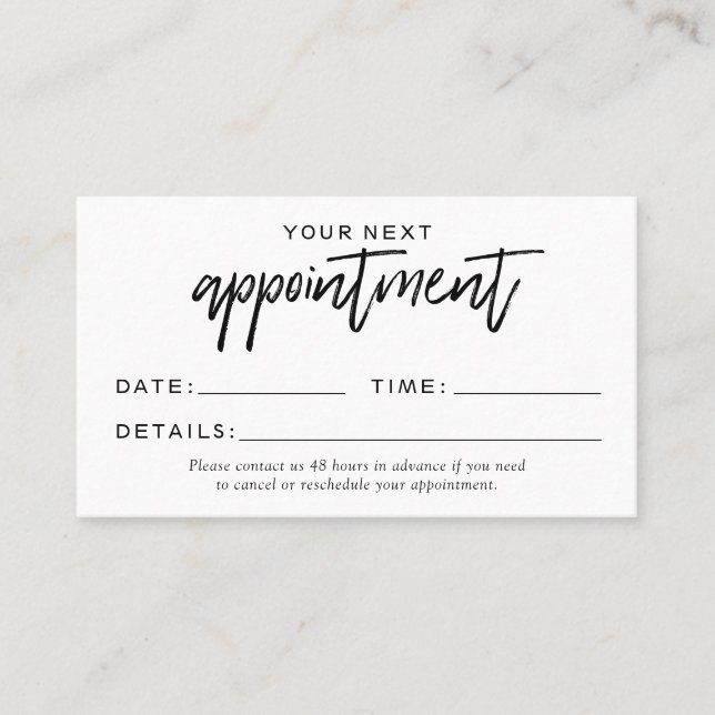 Modern Black and White Appointment Card (Front)