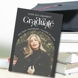 Modern Black and White Arch Graduation Photo Announcement