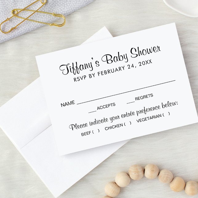 Modern Black and White Baby Shower RSVP Card (Creator Uploaded)
