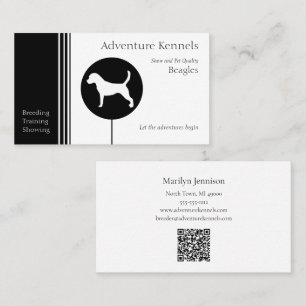 Modern Black and White Beagle Silhouette Business Card