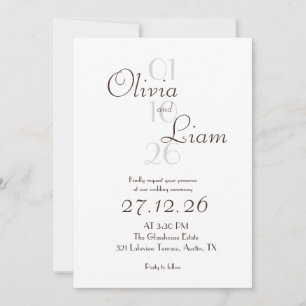 Modern Black and White Big Date Wedding Invitation