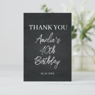 Modern Black and White Birthday Party Thank You Card