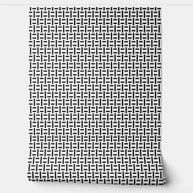 Modern Black and White Blocks Abstract Pattern Wallpaper (Unrolling)