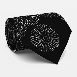 Modern Black and White Boho Chic Daisy Pattern  Tie
