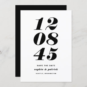 Modern Black and White Bold Date Typography Save The Date