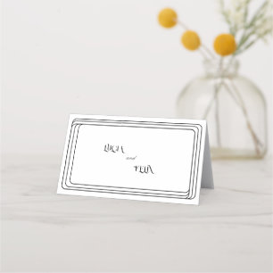 Modern Black And White Bold Text Folded Place Card
