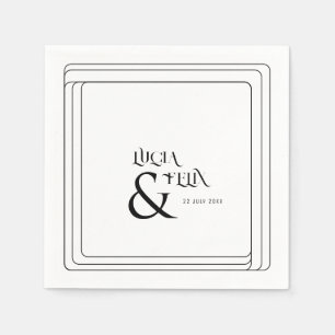 Modern Black And White Bold Text Wedding Napkin