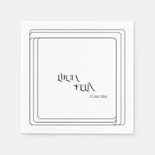 Modern Black And White Bold Text Wedding Napkin