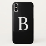 Modern Black and White Bold Typography Monogram iPhone X Case<br><div class="desc">Modern Black and White Bold Typography Monogram iPhone Case | Add your own monogrammed initial to this customisable iPhone case. It features white bold typography with a black background. This modern iPhone case will be perfect as a personalised gift. Other colours are available.</div>