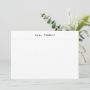 Modern Black and White Border Personal Stationery Card