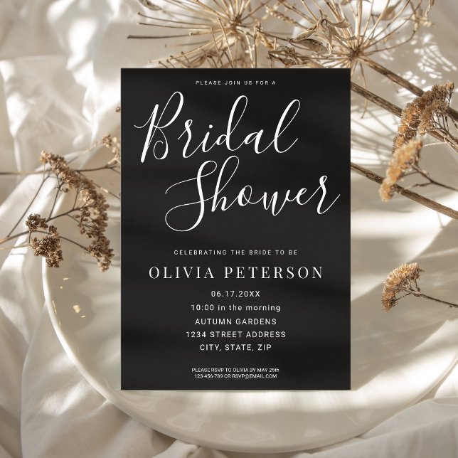 Modern Black and White Bridal Shower Invitation (Modern Black and White Bridal Shower Invitation)