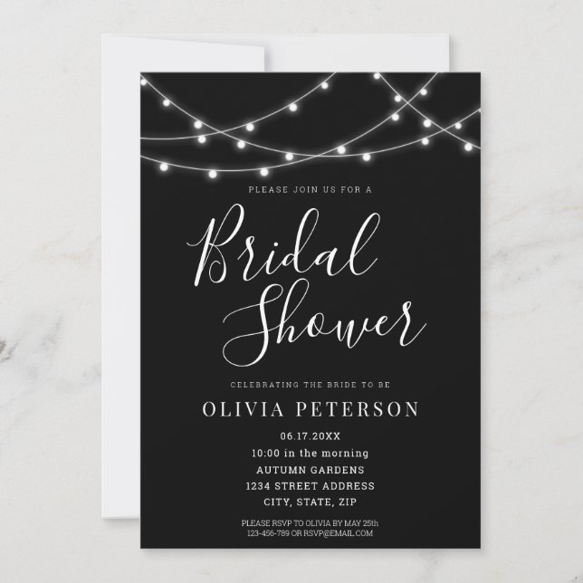 Modern Black and White Bridal Shower Invitation (Front)
