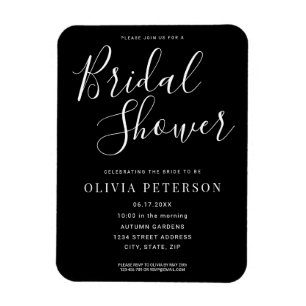 Modern Black and White Bridal Shower Invitation Magnet