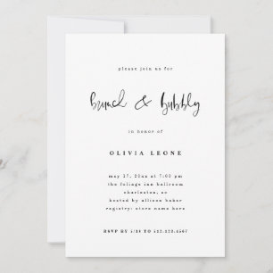 Modern Black and White   Brunch and Bubbly Invitation