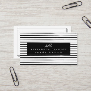 Modern Black and White Brush Strokes   Elegant bow Business Card
