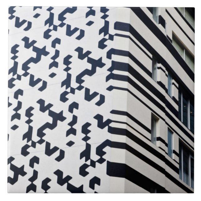 Modern black and white building in Hong Kong Ceramic Tile (Front)