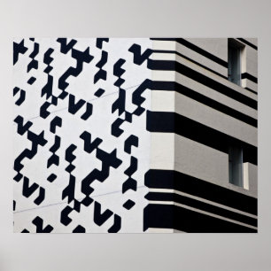 Modern black and white building in Hong Kong Poster