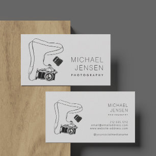 Modern Black and White Camera Photographer Business Card
