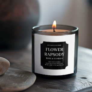 Modern Black and White Candle Product Label