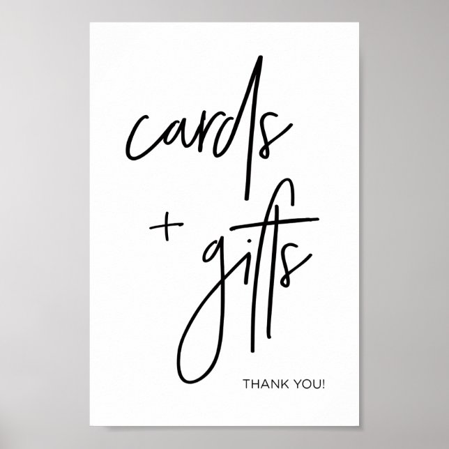 Modern Black and White Cards + Gifts Wedding Sign (Front)