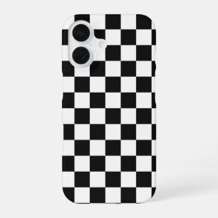 Modern Black and White Checkerboard Pattern iPhone 16 Case